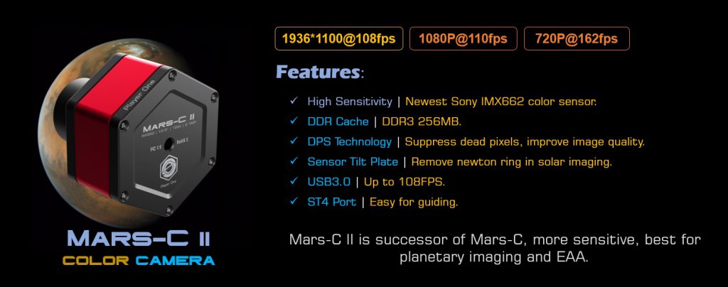 Player One release Uranus-C (IMX585) and Mars-C II (IMX662 