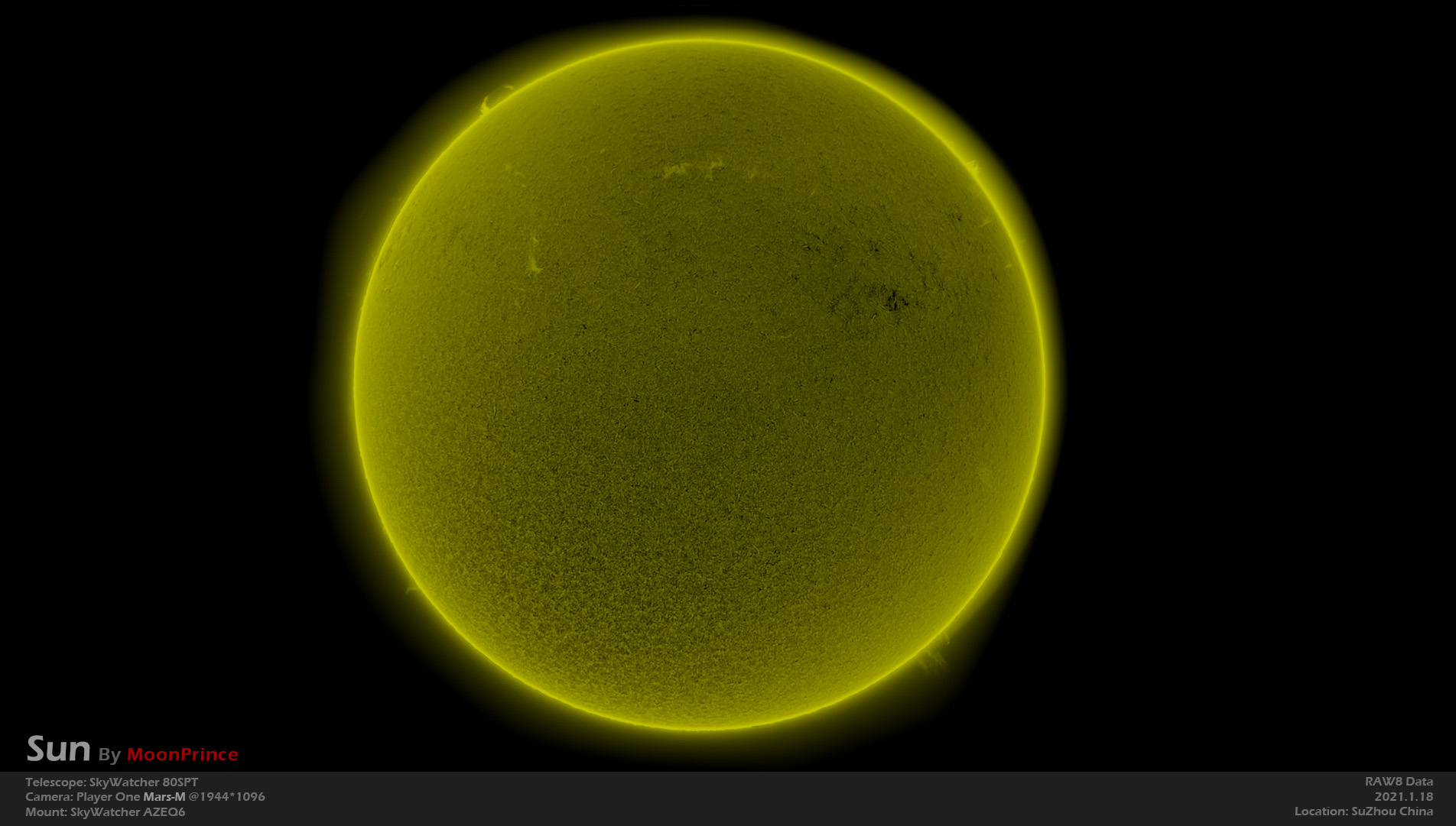 Solar imaging on 2021-1-18 with Mars-M Camera