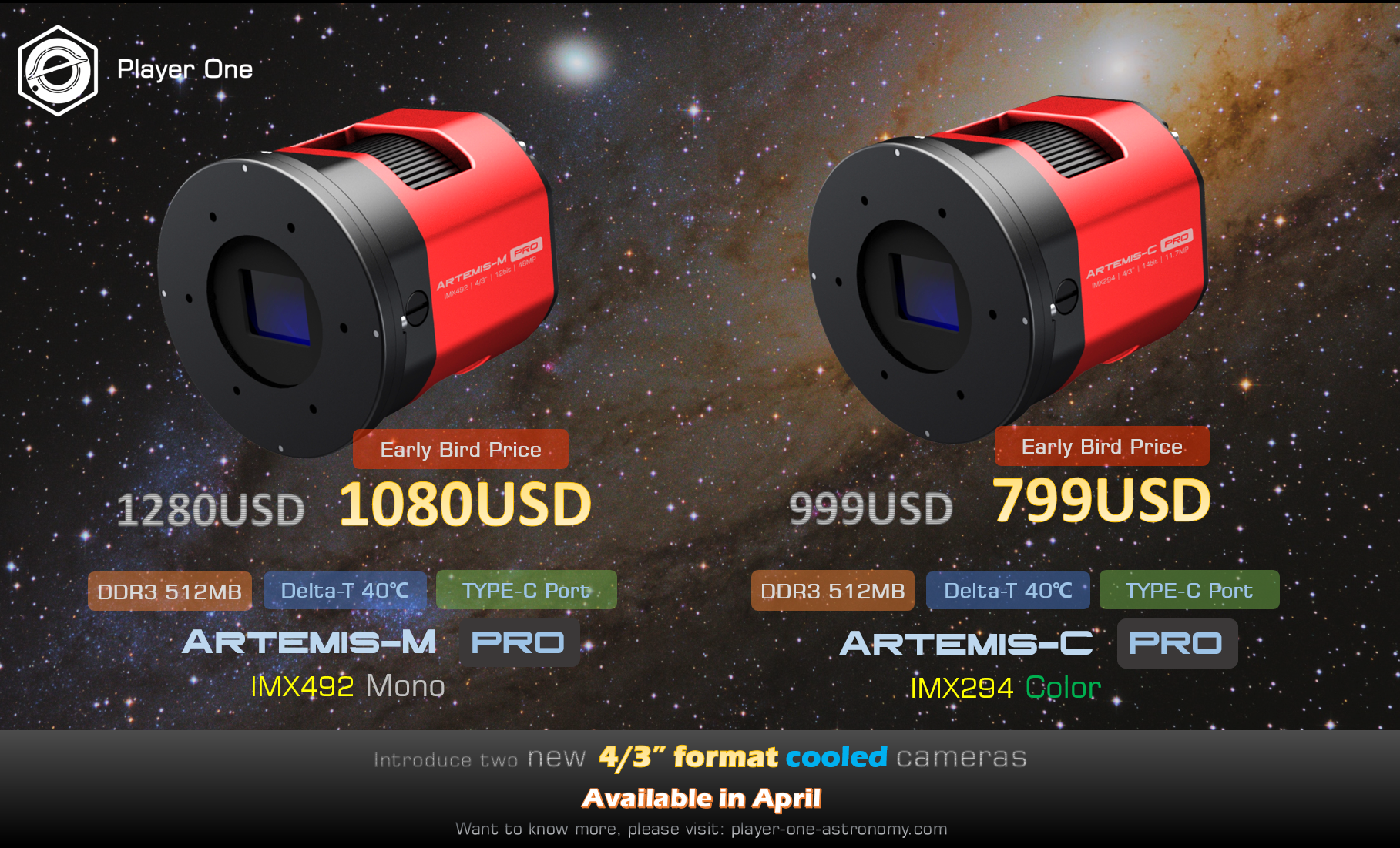 NEW Artemis Pro series – IMX294/492 cooled cameras released TODAY!